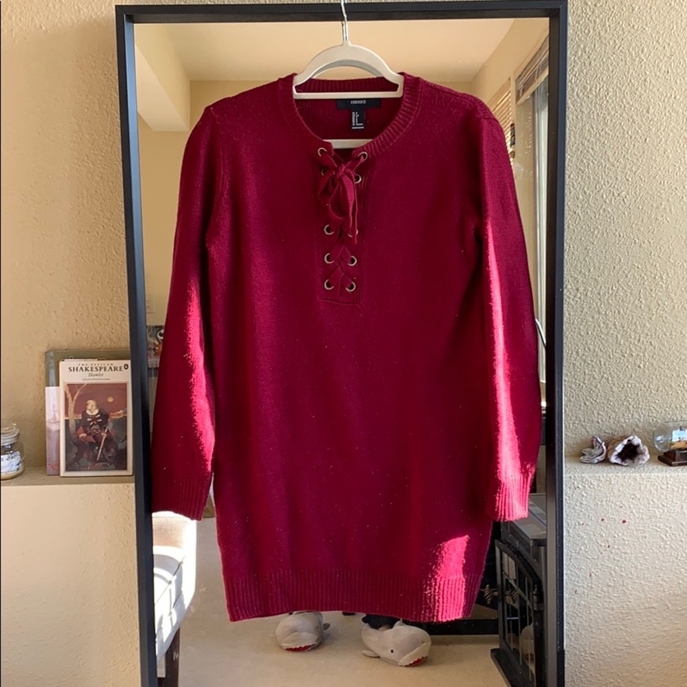 Burgundy sweater dress